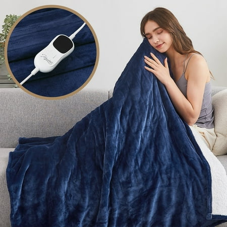 Homemate Blue Flannel Electric Blanket, Throw