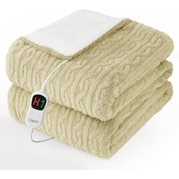Homemate Electric Heated Blanket Full - 72"x84" Heating Bed Blankets Throw with 10 Heating Levels 8 Hours Auto Off Fast Heating Over-Heated Protection Ultra Soft Warm Flannel ETL Certified