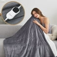 thumbnail image 1 of Homemate Electric Heated Blanket Throw , 50"x60" Heating Bed Blankets Throw with 10 Heating Levels 8 Hours Auto Off Fast Heating Over-Heated Protection Ultra Soft Warm Flannel ETL Certified, Grey, 1 of 9