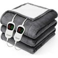 thumbnail image 1 of Homemate Heated Electric Blanket Queen Size - 84"x90" Heating Bed Blanket Throw with 10 Heating Levels 8 Hours Auto Off Fast Heating Over-Heat Protection Ultra Soft Flannel ETL Certified, Grey, 1 of 9