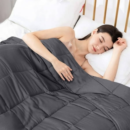 Homemate Weighted Blanket Comfortable Weighted Blankets with Glass Beads,15 lbs, 48"x72", Full Size, Grey, Cooling Weighted Blankets for Adults All-Season