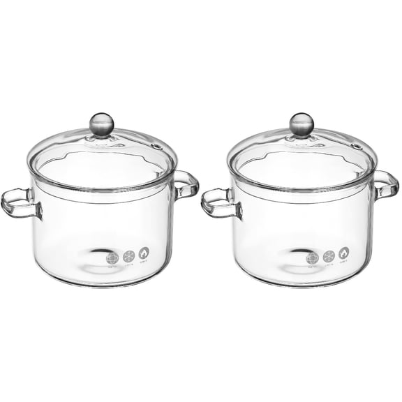 RENACLIPY 2-Pack Transparent Ergonomic Soup Pots for Home Cooking and Easy-to-Clean Kitchen Cookware