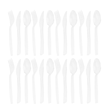 Homemaxs 300pcs Transparent Disposable Tableware Party Plastic Cutlery Fork Spoon for Party Birthday (Knife, Fork, Spoon Each 100pcs)