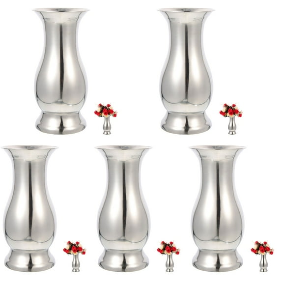 Homemaxs 5pcs Flower Vase Stainless Steel Vase Flower Holder for Home Wedding Table Centerpiece