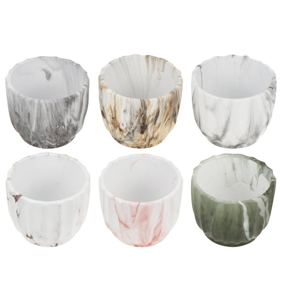 Homemaxs 6pcs Marbling Ceramic Plant Pot Flowerpot Garden Succulent Pot Planter Holder