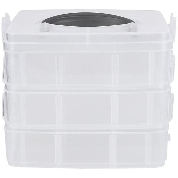 3 Rs Plastic Storage Box with 18 Adjustable Compartments, Transparent White Organizer Case for Small Parts and Craft Supplies