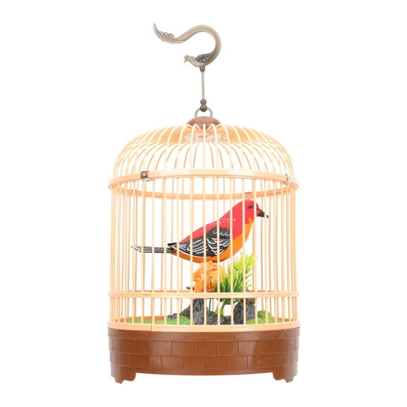 YOSADIER Motion Activated Chirping Bird Cage Toy, Plastic Interactive Pet Toy for Birds, 1 Pack