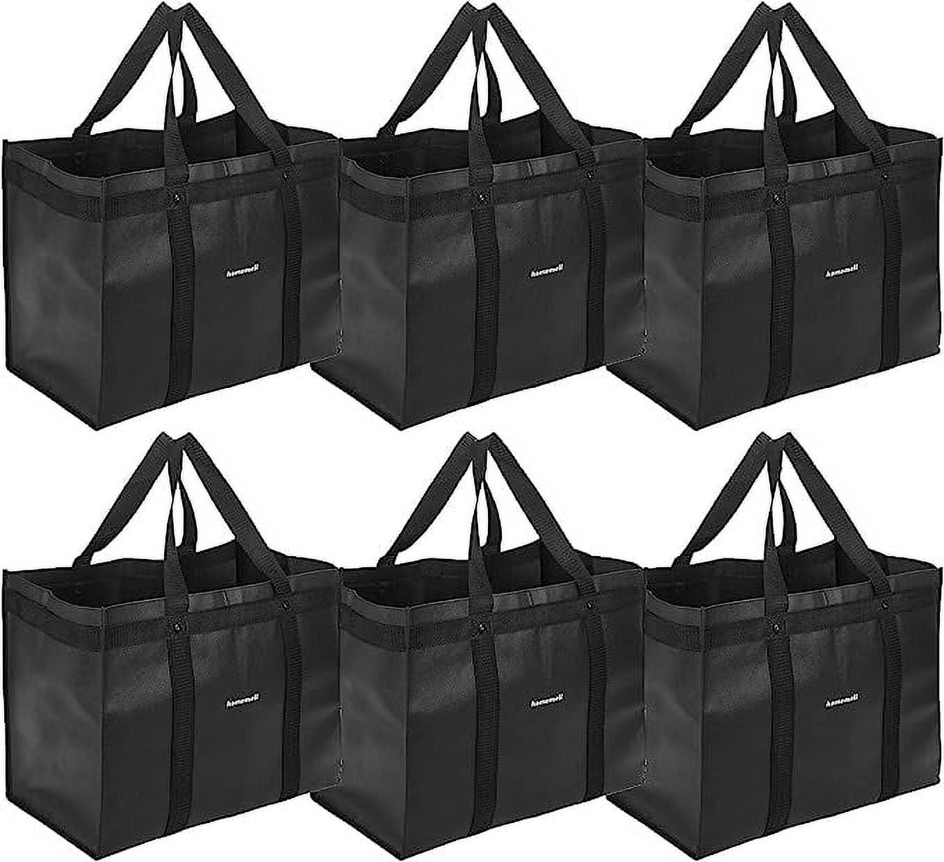 Homemell Reusable Grocery Bags Heavy Duty Foldable Shopping Bags Extra Strength Large Size Black Collapsible Tote