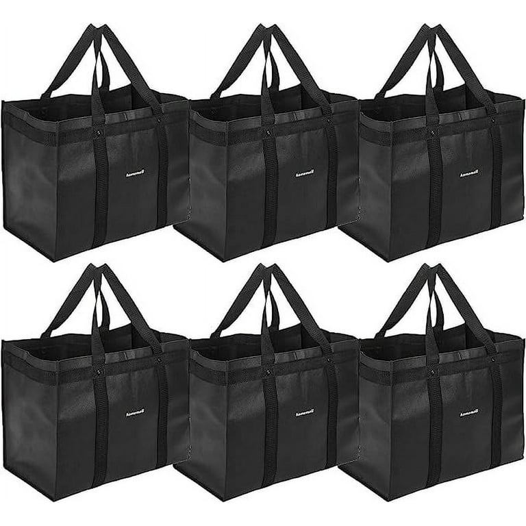 Homemell Large Heavy Duty Reusable Foldable Shopping Tote Bag Black Recyclable Fabric with Wide Cloth Handles Walmart