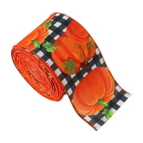 Homemoh 10 Yards Fall Pumpkin Wired Edge Ribbons Pumpkin Black and White Plaid Printed Fabric Ribbon Autumn Orange Burlap Ribbon for Thanksgiving Day Decoration Gift Wrapping Wreath Bow Making