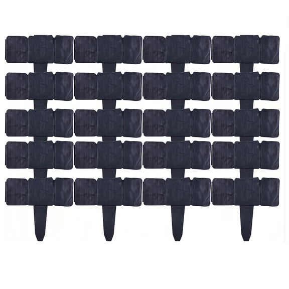 Homemoh 20 Pcs Imitation Stone Garden Fence Plastic Retaining Edging Border Grey Cobbled Effect Landscape Decor Interlocking Decorative Panels Flower Bed Path Lawn Outdoor Picket Yard Grass Edge