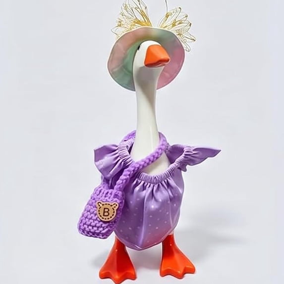 Homemoh 7inch Desk Goose Outfits, Mini Desktop Goose Clothes with Hat, Floral Skirt & Bags, Lightweight Dress-Up Clothes for Desktop Goose, Spring & Summer Desk Decor Accessories