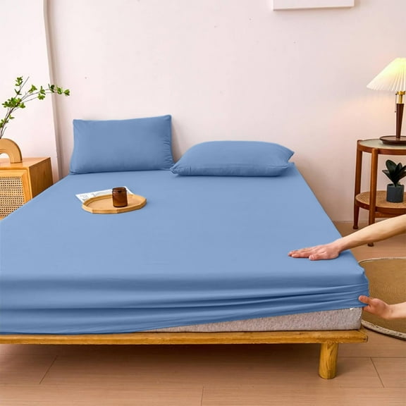 Homemoh Bedding Full Fitted Sheet,Deep Pocket,Soft Microfiber,Shrinkage and Fade Resistant,Easy Care,1 Fitted Sheet Only, Light Blue