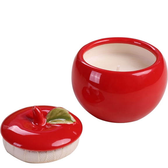 Homemoh Ceramic Apple Fruit Candle, Apple Scent, 6 oz Single Wick, Soy-Blend Wax, 25-Hour Burn Time, Decorative Fruit Candle for Kitchen or Gift