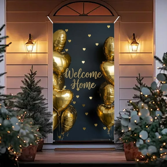 Homemoh Merry Christmas Door Banner 35x71 Inch Red Christmas Front Door Cover for Xmas Winter Seasonal Holiday Party Porch Wall Hanging New Year Entryway Decoration