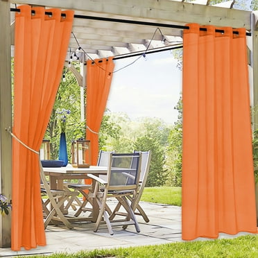 Homemoh Outdoor Curtains for Patio Waterproof, Thick Privacy Blackout Gazebo Grommet Outside Curtains, W*L-50*80inch Weatherproof, UV & Sun Blocking Curtain for Pergolas, Porch, Orange