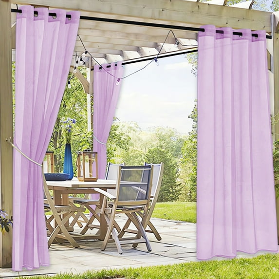 Homemoh Outdoor Curtains for Patio Waterproof, Thick Privacy Blackout Gazebo Grommet Outside Curtains, W*L-50*80inch Weatherproof, UV & Sun Blocking Curtain for Pergolas, Porch, Purple
