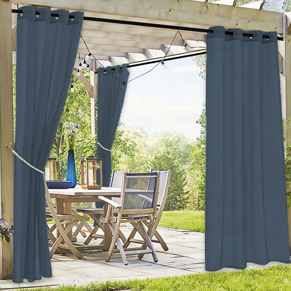 Homemoh Outdoor Curtains for Patio Waterproof, Thick Privacy Blackout Gazebo Grommet Outside Curtains, W*L-50*80inch Weatherproof, UV & Sun Blocking Curtain for Pergolas, Porch, Navy