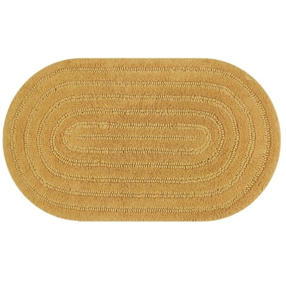 Homemoh Oval Cotton Bath Rug, 23.6" x 15.7" Cotton Braided Rug, Modern Border Bedroom Bedside Area Rugs Non Slip Low Pile Dining Room Oval Throw Carpet Contemporary Rugs for Living Room Kitchen