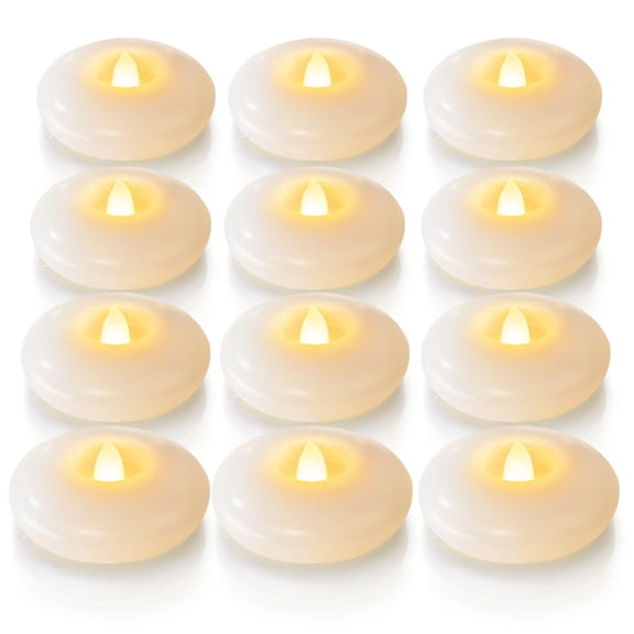 Homemory Flameless LED Floating Candles Waterproof Battery Operated 200 Hour Tealights for Vases Centerpieces Pool 12 Pack 3 Inch
