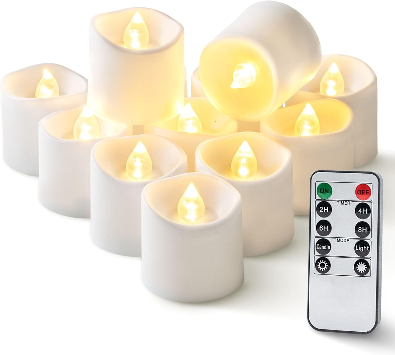 Homemory 12 Pack Remote Control Flameless Candles, 2/4/6/8H Timer Led Votive Candles, Battery Operated Tea Lights for Wedding Table Centerpiece, Holidays, Halloween Pumpkins, Christmas Present