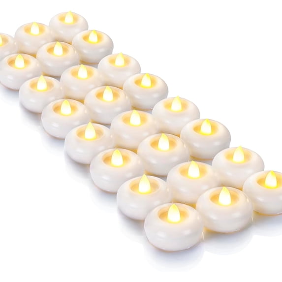 Homemory 24pack 2” Flameless Led Floating Candles, Plastic Battery Operated Waterproof Tealights for Cylinder Vases, Centerpieces at Wedding, Party, Pool, Holiday
