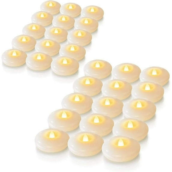 Homemory 24 Pack 3” Flameless Led Floating Candles, 200 Hour White Battery Operate Waterproof Tealights for Cylinder Vases, Centerpieces at Wedding Decor, Party, Pool