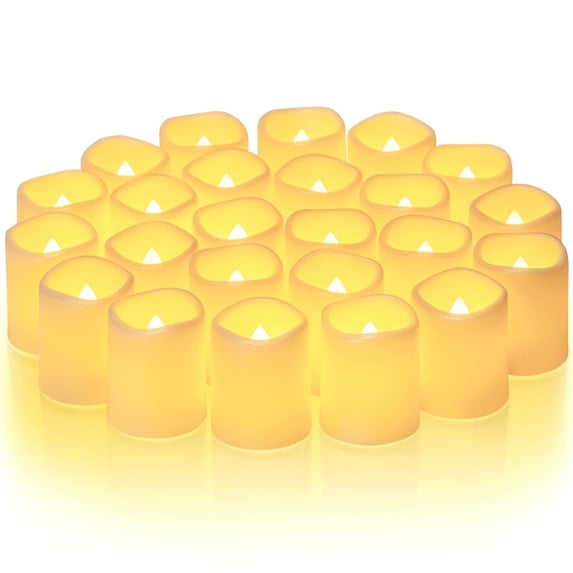 Homemory 24Pack Flickering Flameless Votive Candles, Battery Operated LED Tealight for Wedding, Outdoor, Table, Festival (Warm White,Battery Included)