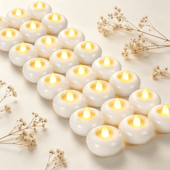 Homemory Flameless LED Floating Candles, Waterproof, Battery Operated, 24 Pack