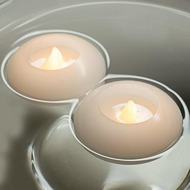 Homemory 3 inch Flameless Floating Candles, White Wax, Battery Flickering Waterproof Tealights - Wedding Centerpiece, Engagement, Dinner Parties, Beach Parties, Home Decor, Set of 12