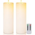 thumbnail image 1 of Homemory Flameless Pillar Candles Waterproof Outdoor Battery Operated LED with Remote and Timer, White, Set of 2, 4 x 12 Inch, 1 of 7