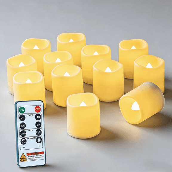 Homemory 400 Hour Remote Control Candles, 2/4/6/8H Timer LED Votive Candles, Battery Operated Tea Lights in Warm White for Outdoor, Table, Halloween, Christmas (Batteries Included)