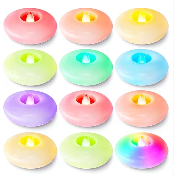 Homemory 48 Pack 3” Flameless Led Floating Candles, 200+ Hour Battery Operated Flickering Waterproof Tealights for Cylinder Vases, Centerpieces at Wedding, Party, Pool, Holiday (Ivory Base)
