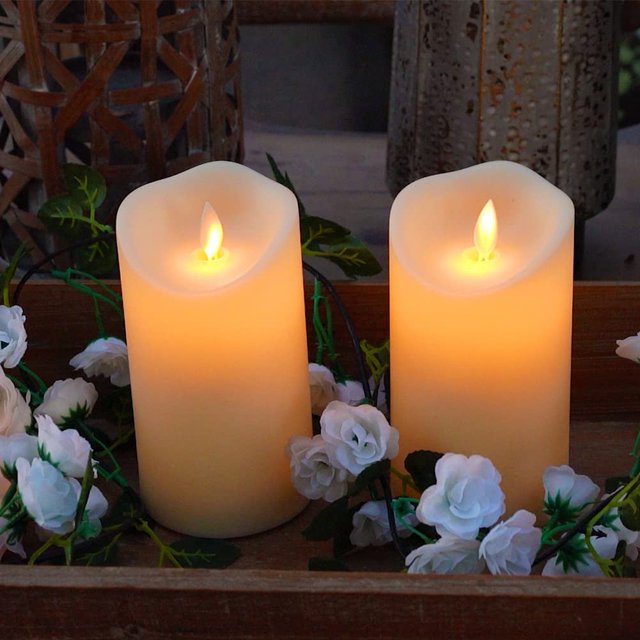 Homemory 6” x 3.25” Outdoor Waterproof Flameless Candles, Battery