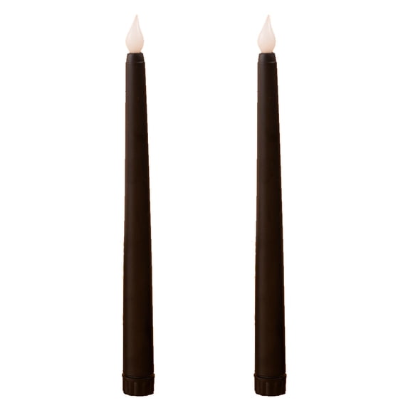 Homemory Black Flameless Taper Candles Flickering, NO Remote, 11 Inches Battery Operated, 2 Pcs Realistic Electric LED Candlesticks Made of Plastic for Halloween Party Home Decor