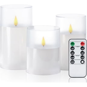 Homemory Flameless Pillar Candles Realistic Flickering Flame Outdoor Waterproof LED Battery Operated Remote Timer 3-Count
