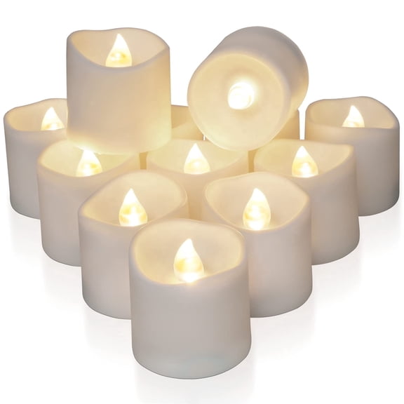Homemory 12Pack Timer Flameless LED Votive Candles, Long Lasting Battery Operated Tea Light with Timers for Wedding, Table Decorations (Warm White)