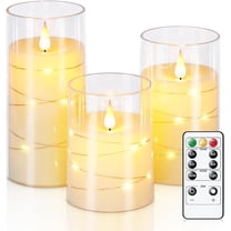 Goyuon Flameless LED Pillar Candles, Timer Operated, Embedded Star ...