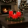 thumbnail image 1 of Homemory Flickering Flameless Candles with String Lights, Christmas Battery Operated Candles, Embedded String Lights LED Candles, Unbreakable Plexiglass Candles with Remote, Set of 3, Red, 1 of 7