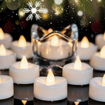 Homemory LED Candles, Tea Lights Candles Battery Operated Bulk, 24-Pack Long-Lasting 200 Hours Flameless Tealight Candles, Realistic Tea Lights for Halloween Christmas Wedding, 1.5'' D X 1.25'' H