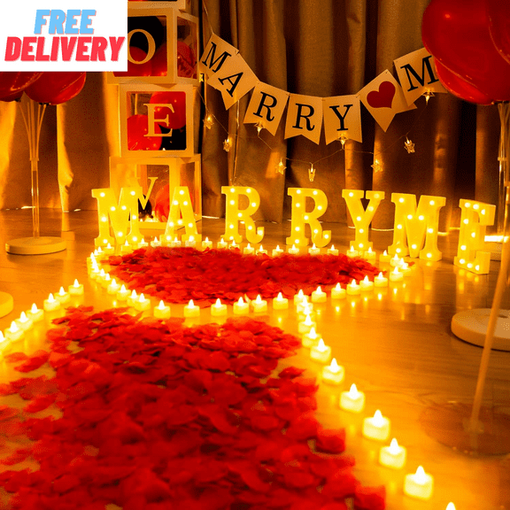 Homemory Marry Me Light up Letters Proposal Decorations, Marry Me Sign with 24Pc