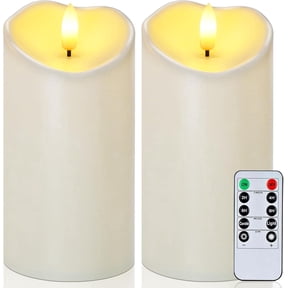 Homemory Flameless Candles, Outdoor Waterproof Flickering LED Battery Operated with Remote and Timers, Ivory Plastic, Set of 2