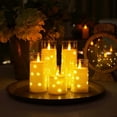 thumbnail image 1 of Homemory Pure White Flameless Candles with Embedded Star String Fairy Lights, Battery Operated Candles, LED Candles, Fake Candles with Remote Control and Timer, Set of 5(H4 5" 6" 8" 8"), 1 of 8