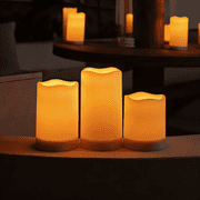 Homemory Solar Powered Candles Outdoor Waterproof, Sensor Only, Dusk to Dawn, Solar Powered Candles for Outside, Lanterns, 3.25"x4"5"6", Set of 3