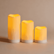 Homemory Solar Flameless Pillar Candles, Outdoor Waterproof, Dusk to Dawn, Rechargeable, Set of 3