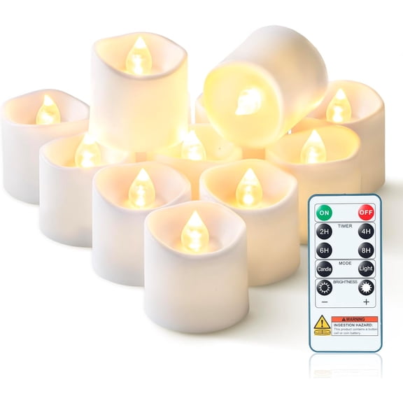 Homemory Votive Flameless Candles Remote Control Timer Operated LED 12-Pack