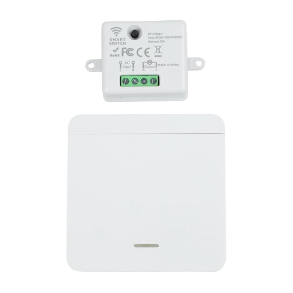 Homena 1-Gang 86 Wall Panel Switch with Remote Control 433MHz Wireless Smart Switch 10A