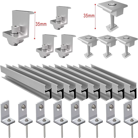 Homena 1 Set Solar Panel PV Profile Alu Mounting Rail Flat Roof Metal Roof Solar Rail For PV Systems Quick Mounting Accessories Kit