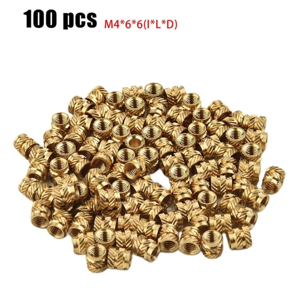 Homena 100PCS Threaded Insert Self-clinching Nut Brass Internal Thread Knurled