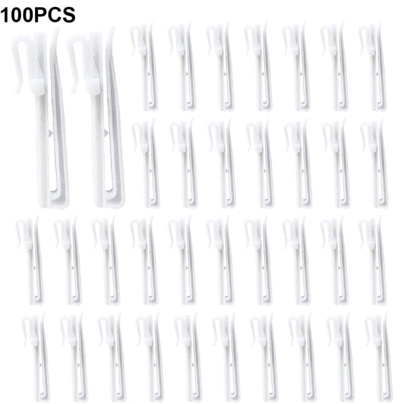 Homena 100pcs Plastic Curtain Hooks, Adjustable Pinch Pleat Hooks For Drapes Depth Pinch Home Office Curtain Accessories